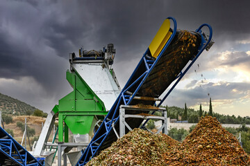 Conveyor belts for peeling almonds.