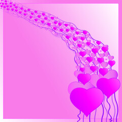 Pink hearts coming out of a rising corner