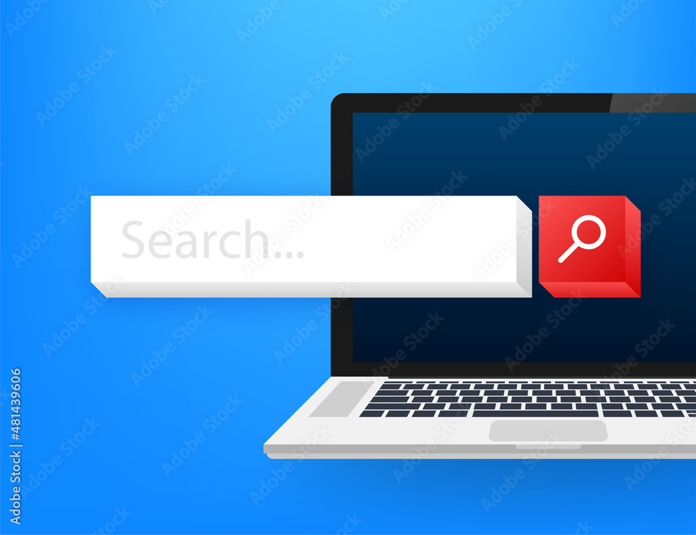 Poster search bar on screen vector element design, set of search boxes ui template isolated on blue backgro