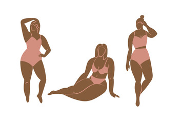 Vector illustration female silhouettes in a lingerie. Concept of femininity, beauty and modern art.