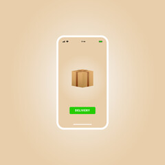 Mobile app concept for online delivery with a smartphone. Vector illustration