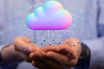 database data Cloud technology. Integrated digital web concept background