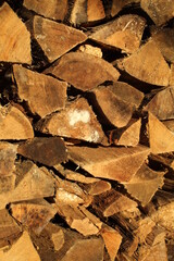 Stacked and split firewood