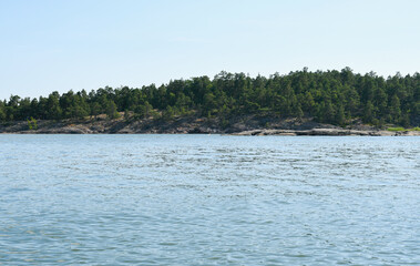 Beautiful rugged island in the archipelago of Finland in summer