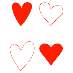 Hearts Set Red Collection Illustration Vector Hand Drawn Style Abstract