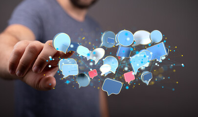 Approved email and spam message displayed on a futuristic interface