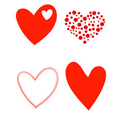 Hearts Set Red Collection Illustration Vector Hand Drawn Style Abstract