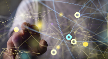 Global network. Blockchain. 3D illustration. Neural networks and artificial intelligence. Abstract