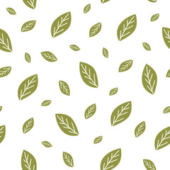 Seamless pattern. Spring pattern with green leaves