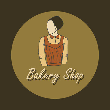 Bakery badge or label retro vector illustration. Baker woman. Vintage logo design.