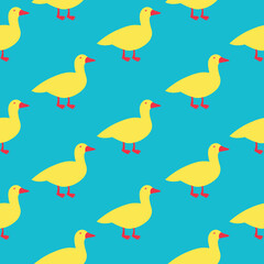 Pattern with ducks on blue back ground