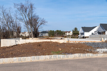 Concrete foundation for a new house