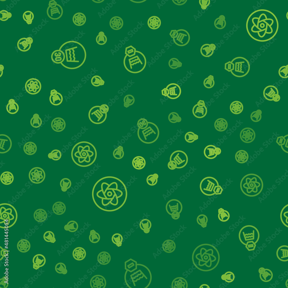 Poster set line temperature wash, test tube and flask and delicate on seamless pattern. vector