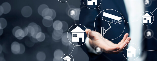 man holding home security concept