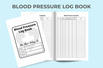 Fototapeta na wymiar Blood pressure log book KDP interior. Blood pressure logbook and pulse tracker. Blood pressure notebook. Pulse tracker journal. KDP interior blood pressure notebook. KDP interior log book.