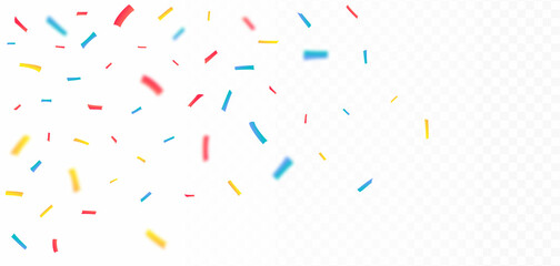 Colorful Party confetti and tinsel falling isolated on white background. Carnival elements vector. Anniversary and birthday celebration element. Colorful confetti and tinsel falling vector.