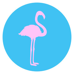 Flamingo. Cartoon bird. Image for polygraphy, t-shirts and textiles. Web icon
