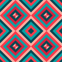 Pink and blue abstract line geometric diagonal square seamless pattern background. Vector illustration.