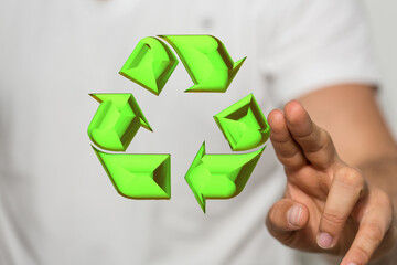 3d rendering of green recycle icon