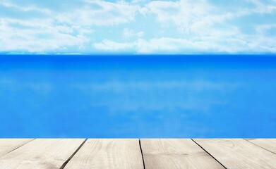 Fototapeta na wymiar Summer product backdrop, blue sea and sky background