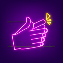 Clap neon icon isolated on white background vector illustration. White background.