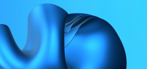 3D render abstract background of smooth lines of spline blue waves