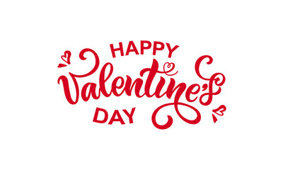 Fototapeta na wymiar Happy Valentine's Day handwritten text. Hand lettering, modern brush ink calligraphy isolated on white background. Vector illustration. Concept for greeting card, typography, poster, print