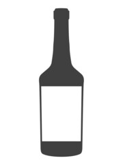 Vintage wine bottle with white label isolated on white. Ready for place an ad.