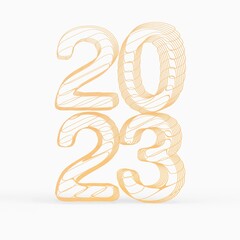 Happy New Year 2023. 3D illustration numbers isolated