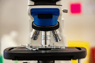 Microbiology and microworld. A microscope in the laboratory.
