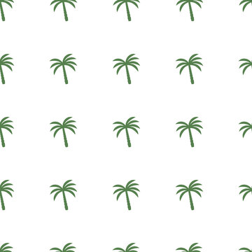 seamless pattern green palm tree on white background. the concept of summer, holidays in tropical hot countries. pattern for textile, wallpaper, fabric, wrapping paper