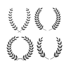 Obraz premium Set of laurel wreaths of different shapes isolated on white