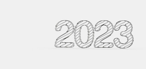 Typography design of 2023 with 3d style
