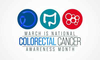 Colorectal Cancer awareness month is observed every year in March, is a disease in which cells in the colon or rectum grow out of control. Sometimes it is called colon cancer. Vector illustration