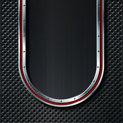 Dark metal perforated background with place for text. For industrial and technology design.