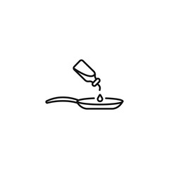 Pouring oil into frying pan line icon. linear style sign for mobile concept and web design. Oil pan outline