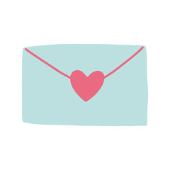 Heart envelope. Romantic vector hand drawn doodle element