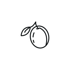 Peach, apricot line icon. linear style sign for mobile concept and web design. Plum fruit outline icon. Symbol, logo illustration.