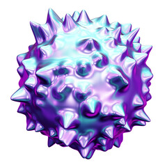 Realistic 3D illustration of the abstract liquid metal spiky form isolated on white