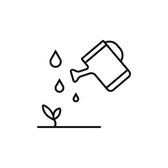 Watering plants outline icon. linear style sign for mobile concept and web design. Garden watering can line