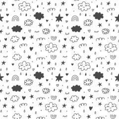 Clouds sky kids seamless pattern