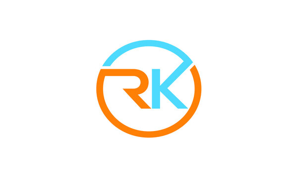 RK KR alphabet abstract letter logo design vector