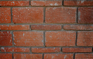 Background of crack brick wall texture.red brick brick wall with concrete