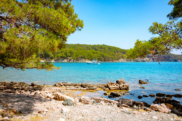 Phaselis beach. Antalya Phaselis background photo