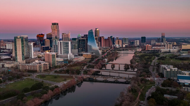 Austin Skyline At Sunset