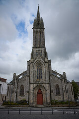 Fototapeta na wymiar view on the church of Quimper in finistere in Brittany