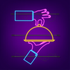 Neon style cover for dish for cover design. Vector illustration isolated. Business concept.