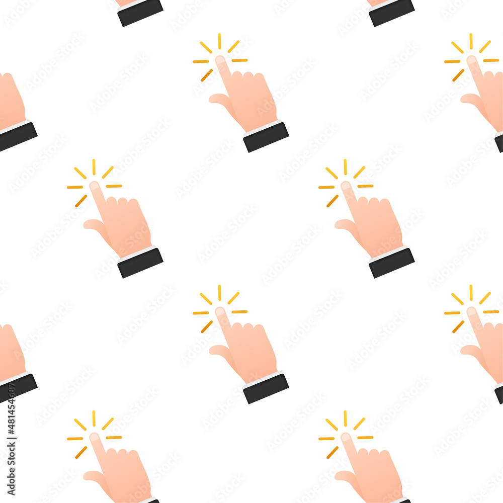 Poster set hand cursor icon click pattern. vector stock illustration.