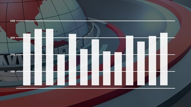 Financial breaking news animation, data, numbers, graph.