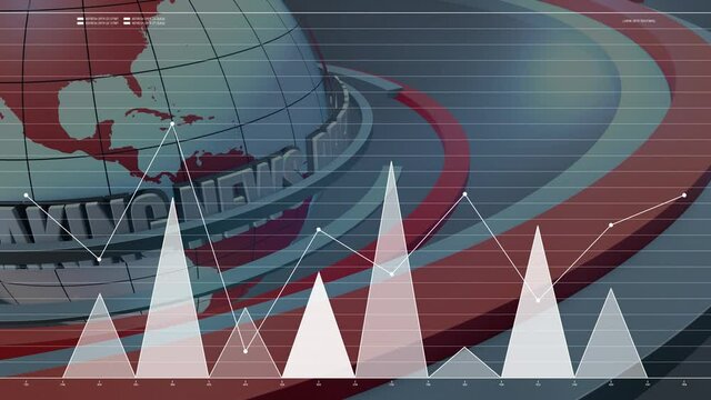 Financial breaking news animation, data, numbers, graph.